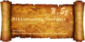 Miklusovszky Szulamit névjegykártya